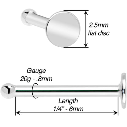 20G Solid 14k Gold Flat Disc Nose Bone