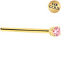 14k Yellow Gold 2mm Lab Grown Pink Diamond Nose Ring
