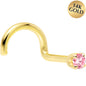 14k Yellow Gold 2mm Lab Grown Pink Diamond Nose Ring