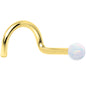 14k Yellow Gold 2.5mm Synthetic Opal Ball Nose Ring
