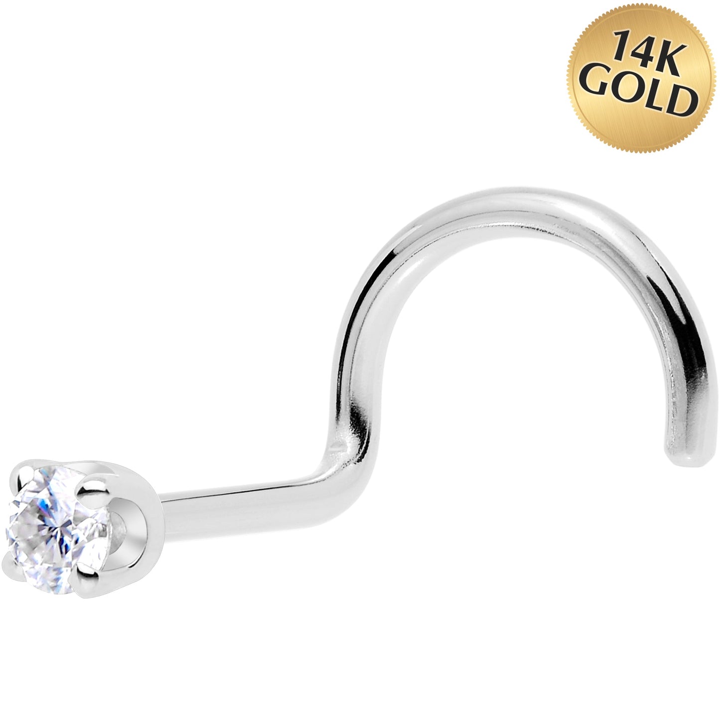 14k White Gold 2mm Moissanite Nose Ring