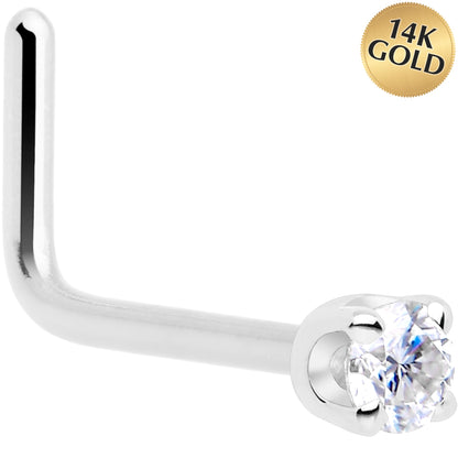 14k White Gold 2mm Moissanite Nose Ring