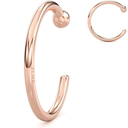 20G 3/8 Solid 18K Rose Gold Nose Hoop