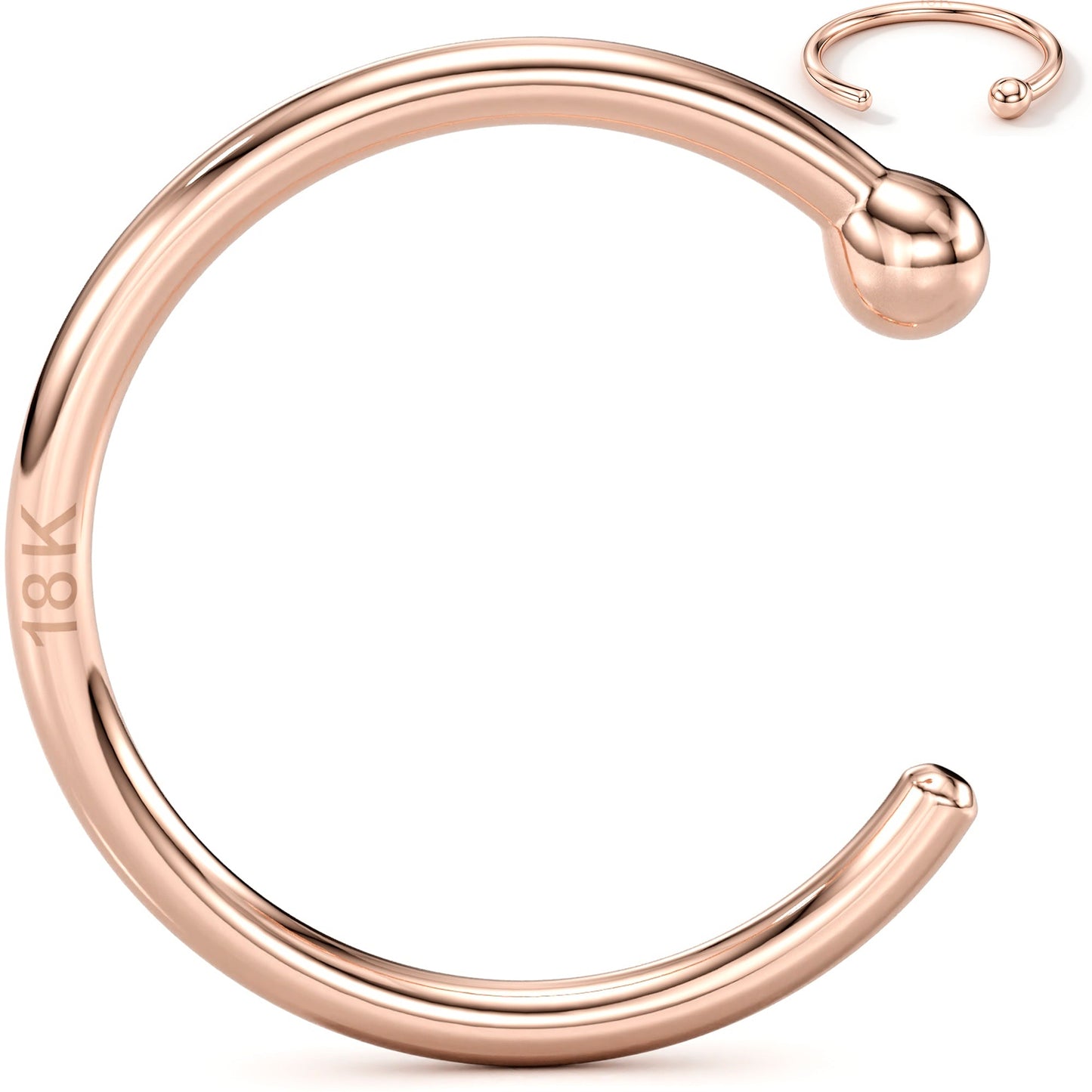 20G 3/8 Solid 18K Rose Gold Nose Hoop