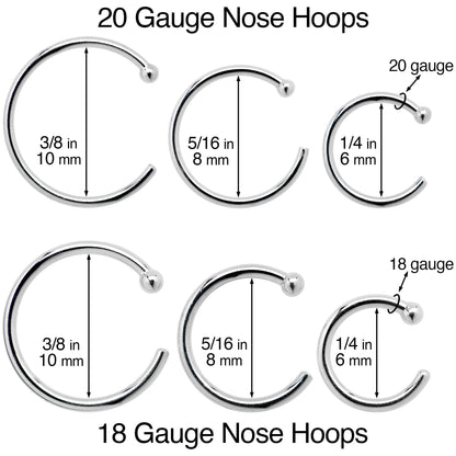 20G 3/8 Solid 18K Rose Gold Nose Hoop