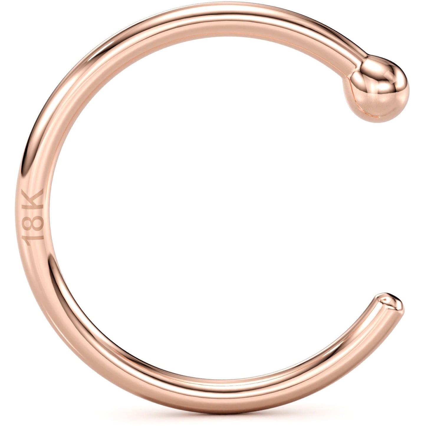 20G 3/8 Solid 18K Rose Gold Nose Hoop