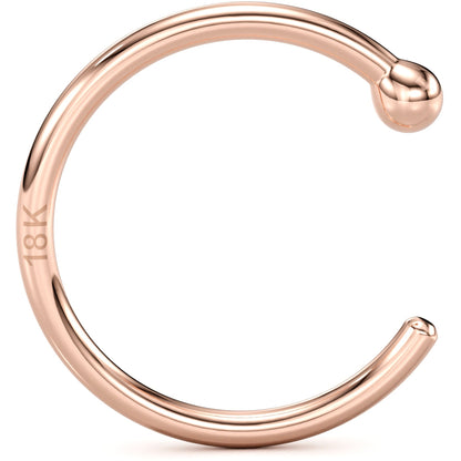 20G 3/8 Solid 18K Rose Gold Nose Hoop