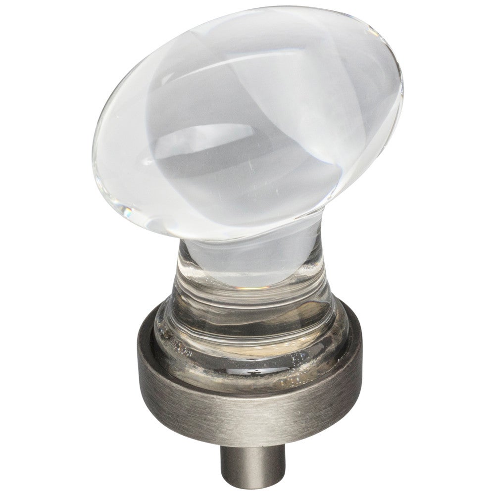 1-1/4" Overall Length Satin Nickel Football Glass Harlow Cabinet Knob