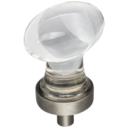 1-1/4" Overall Length Satin Nickel Football Glass Harlow Cabinet Knob
