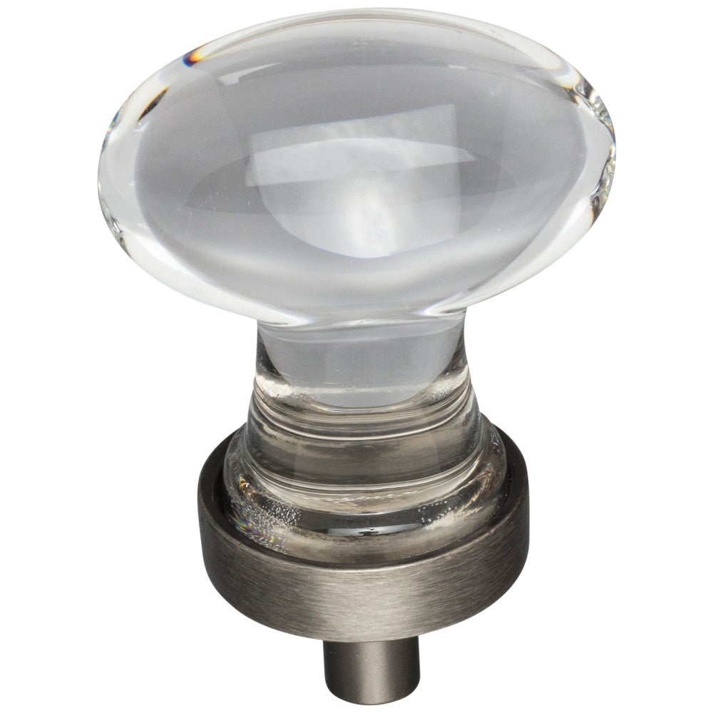 1-1/4" Overall Length Satin Nickel Football Glass Harlow Cabinet Knob