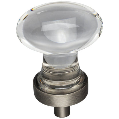 1-1/4" Overall Length Satin Nickel Football Glass Harlow Cabinet Knob