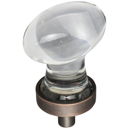 1-1/4" Overall Length Satin Nickel Football Glass Harlow Cabinet Knob