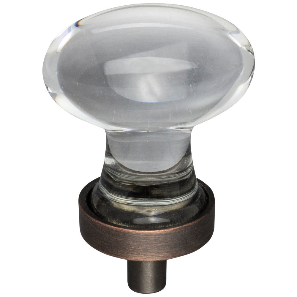 1-1/4" Overall Length Satin Nickel Football Glass Harlow Cabinet Knob