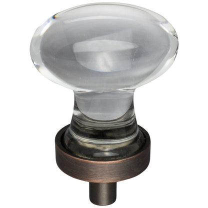 1-1/4" Overall Length Satin Nickel Football Glass Harlow Cabinet Knob