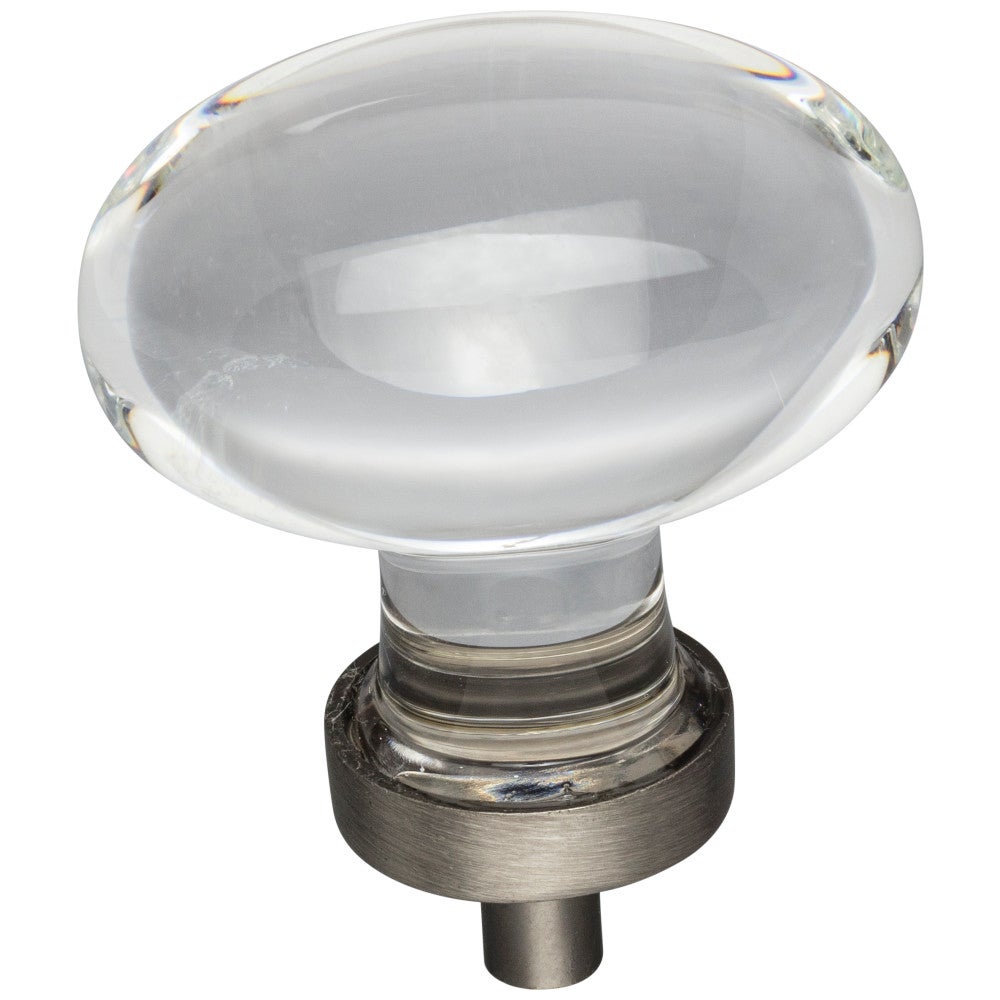 1-1/4" Overall Length Satin Nickel Football Glass Harlow Cabinet Knob