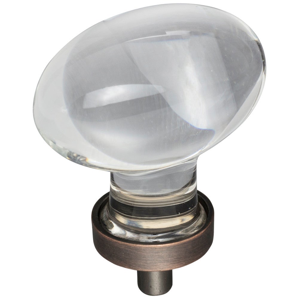 1-1/4" Overall Length Satin Nickel Football Glass Harlow Cabinet Knob