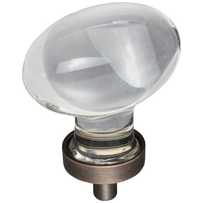 1-1/4" Overall Length Satin Nickel Football Glass Harlow Cabinet Knob