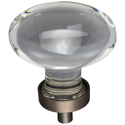 1-1/4" Overall Length Satin Nickel Football Glass Harlow Cabinet Knob