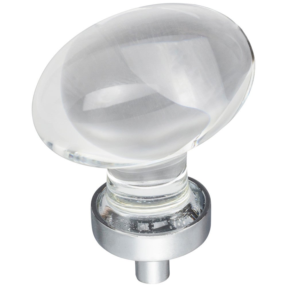 1-1/4" Overall Length Satin Nickel Football Glass Harlow Cabinet Knob