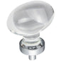 1-1/4" Overall Length Satin Nickel Football Glass Harlow Cabinet Knob