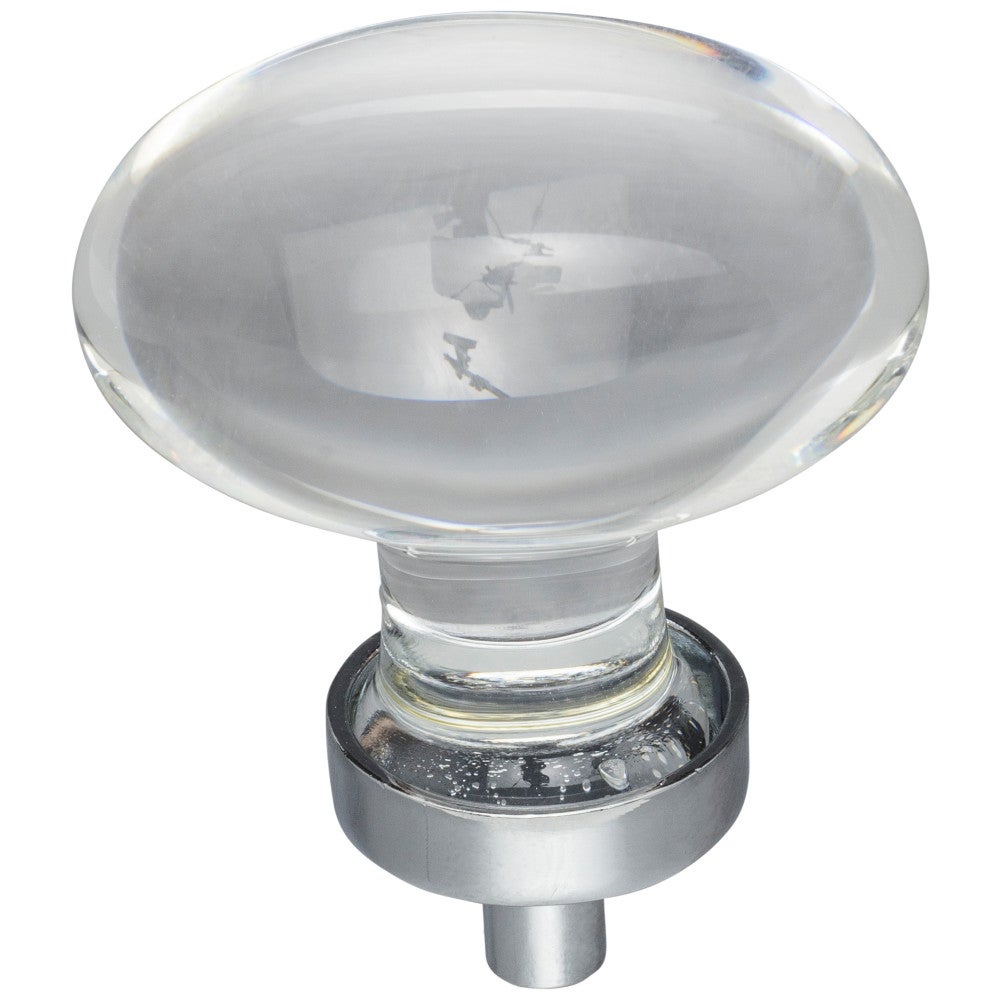 1-1/4" Overall Length Satin Nickel Football Glass Harlow Cabinet Knob