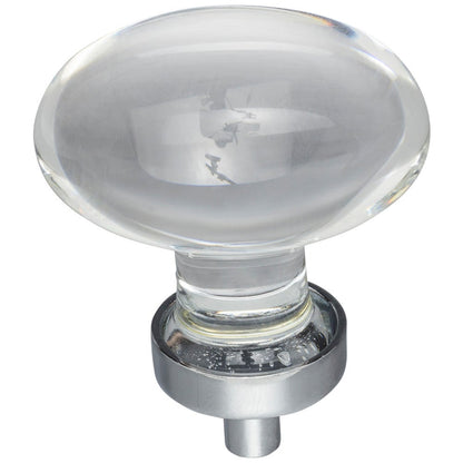 1-1/4" Overall Length Satin Nickel Football Glass Harlow Cabinet Knob