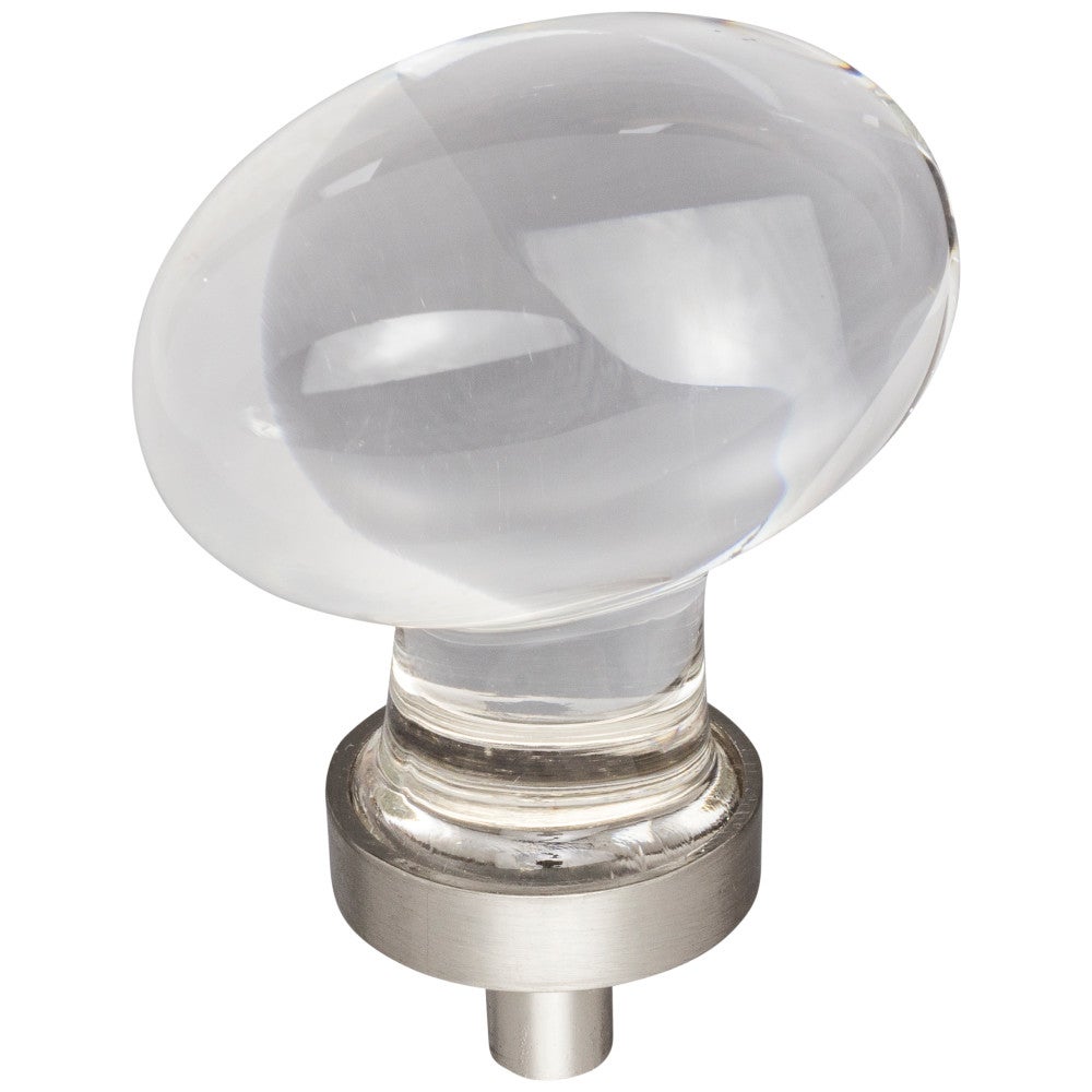 1-1/4" Overall Length Satin Nickel Football Glass Harlow Cabinet Knob