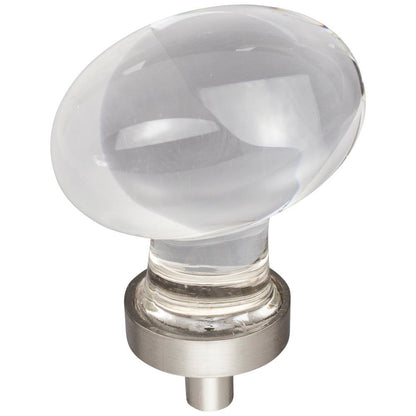 1-1/4" Overall Length Satin Nickel Football Glass Harlow Cabinet Knob