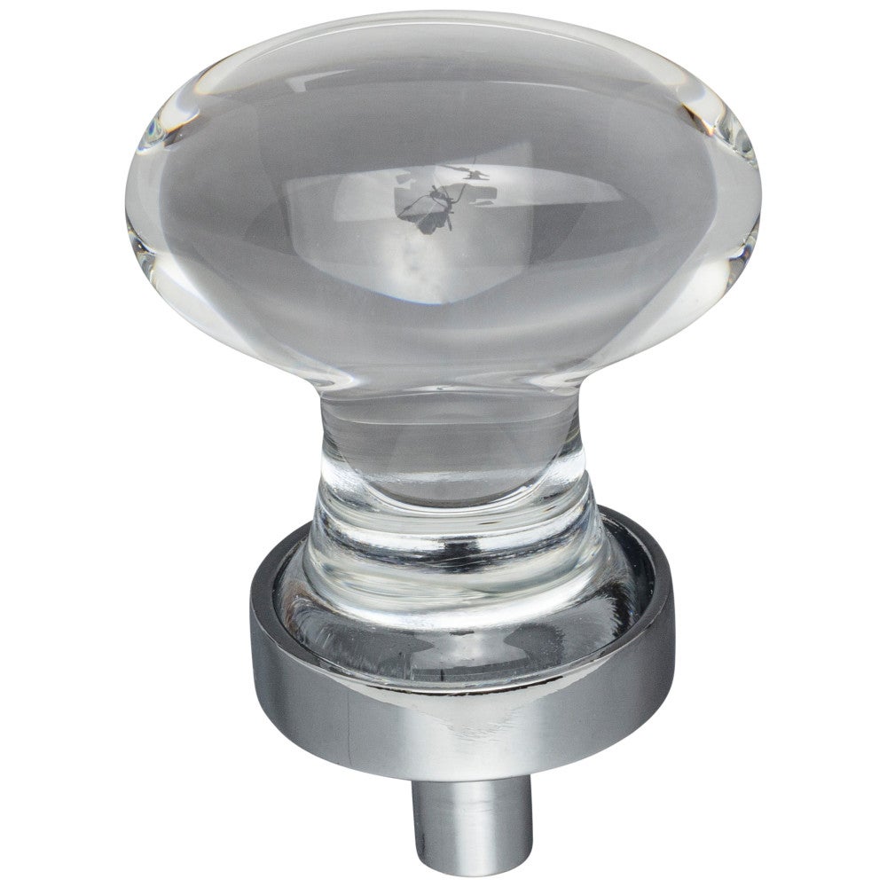 1-1/4" Overall Length Satin Nickel Football Glass Harlow Cabinet Knob