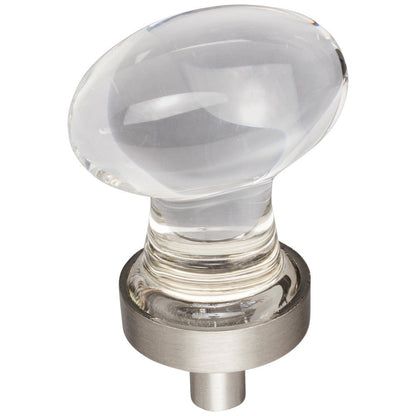 1-1/4" Overall Length Satin Nickel Football Glass Harlow Cabinet Knob