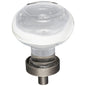 1-7/16" Diameter Satin Nickel Button Glass Harlow Cabinet Knob