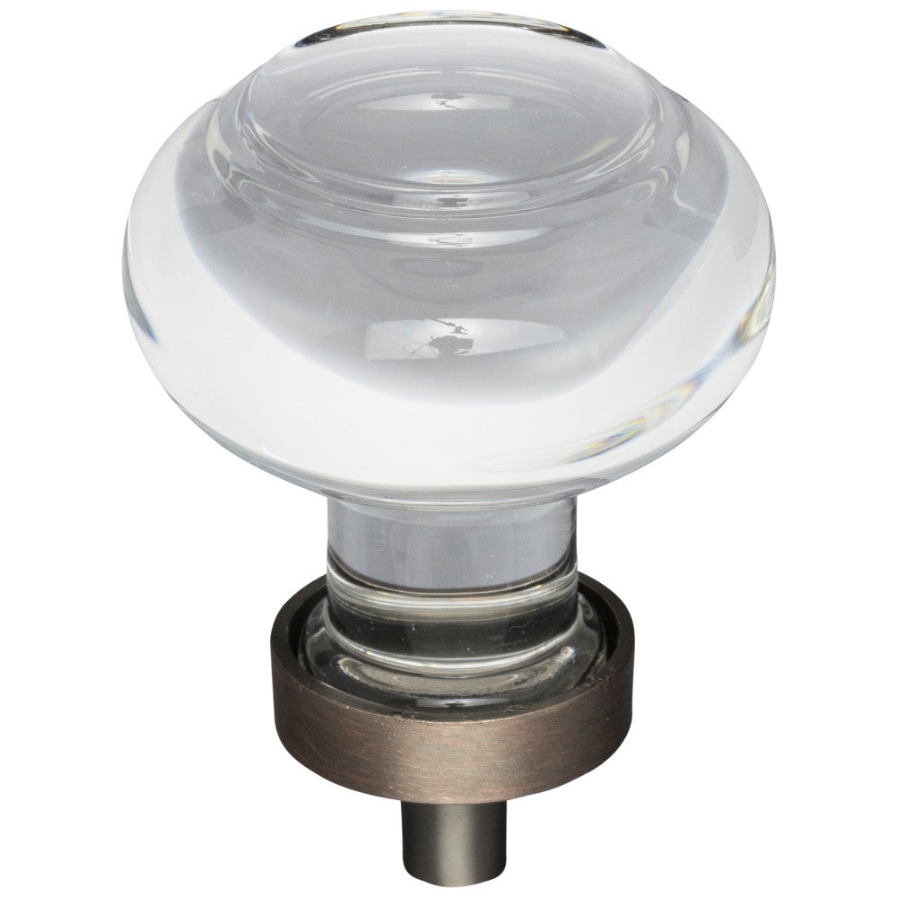 1-7/16" Diameter Satin Nickel Button Glass Harlow Cabinet Knob