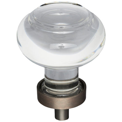 1-7/16" Diameter Satin Nickel Button Glass Harlow Cabinet Knob