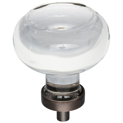 1-7/16" Diameter Satin Nickel Button Glass Harlow Cabinet Knob