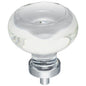 1-7/16" Diameter Satin Nickel Button Glass Harlow Cabinet Knob