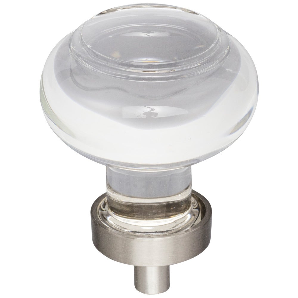 1-7/16" Diameter Satin Nickel Button Glass Harlow Cabinet Knob