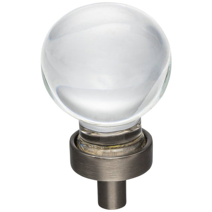 1-1/16" Diameter Satin Nickel Sphere Glass Harlow Cabinet Knob