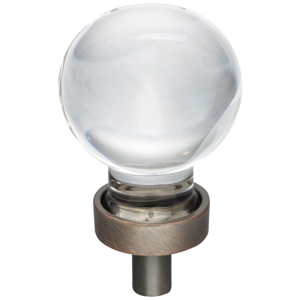 1-1/16" Diameter Satin Nickel Sphere Glass Harlow Cabinet Knob