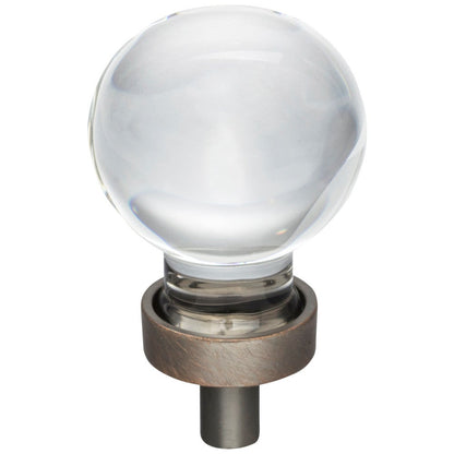 1-1/16" Diameter Satin Nickel Sphere Glass Harlow Cabinet Knob