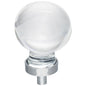 1-1/16" Diameter Satin Nickel Sphere Glass Harlow Cabinet Knob