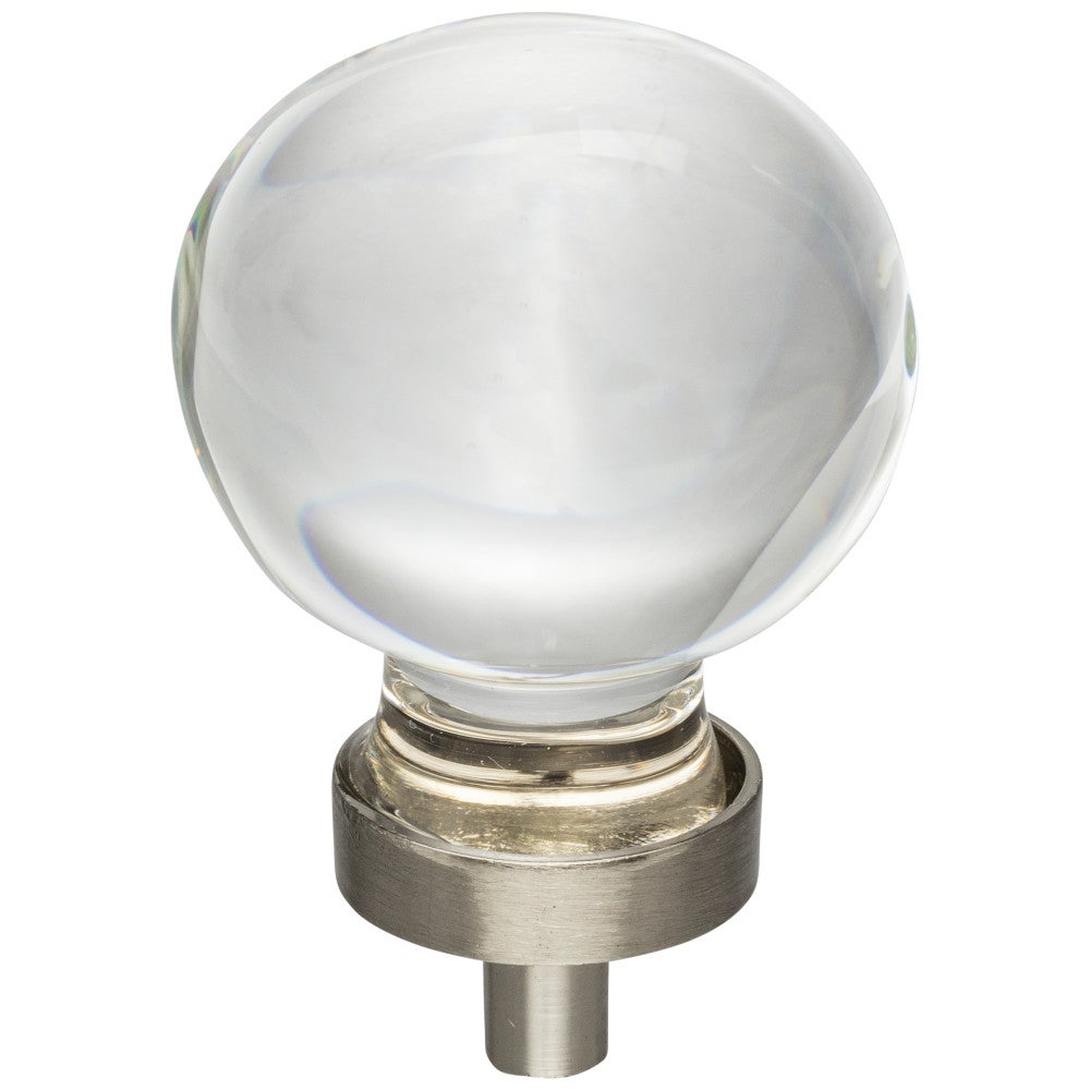 1-1/16" Diameter Satin Nickel Sphere Glass Harlow Cabinet Knob