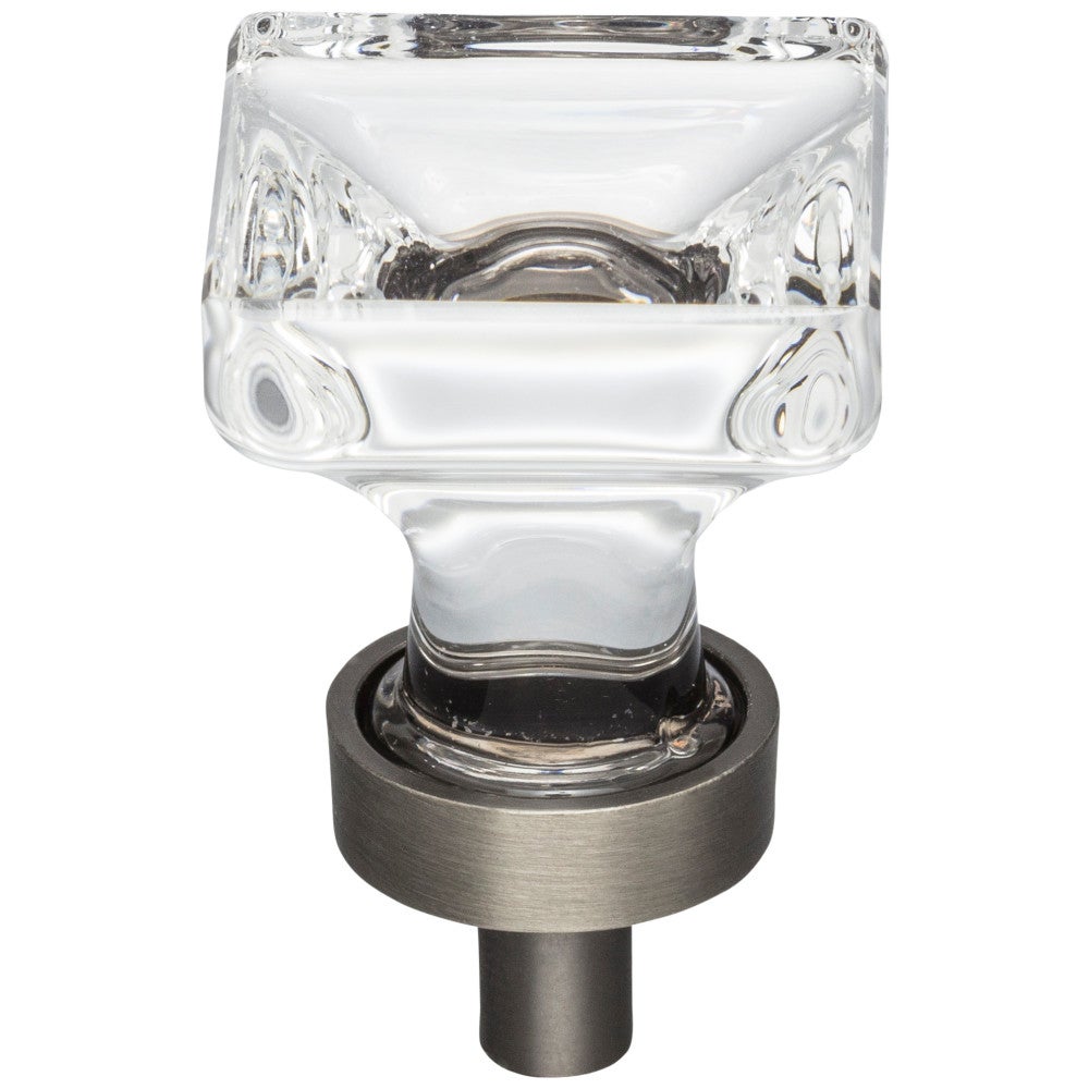 1" Overall Length Satin Nickel Square Glass Harlow Cabinet Knob