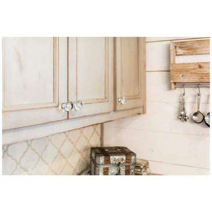 1" Overall Length Satin Nickel Square Glass Harlow Cabinet Knob