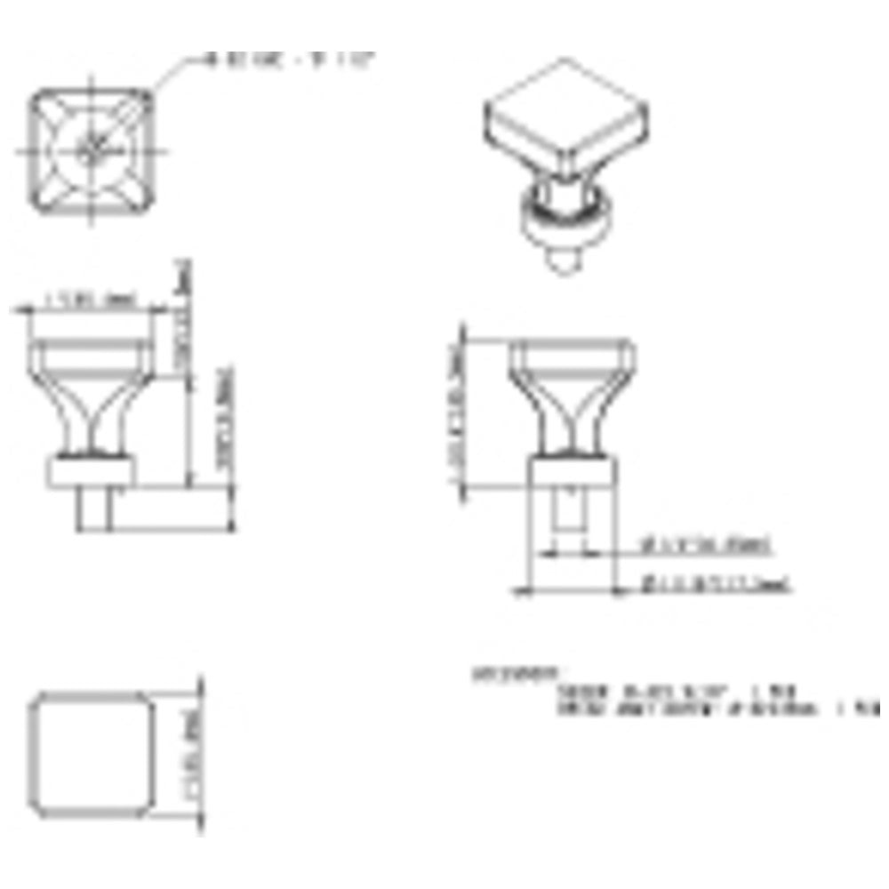 1" Overall Length Satin Nickel Square Glass Harlow Cabinet Knob
