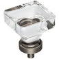 1" Overall Length Satin Nickel Square Glass Harlow Cabinet Knob