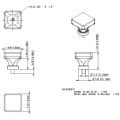 1" Overall Length Satin Nickel Square Glass Harlow Cabinet Knob