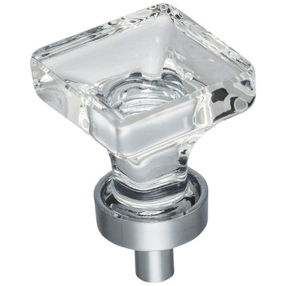1" Overall Length Satin Nickel Square Glass Harlow Cabinet Knob