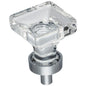 1" Overall Length Satin Nickel Square Glass Harlow Cabinet Knob