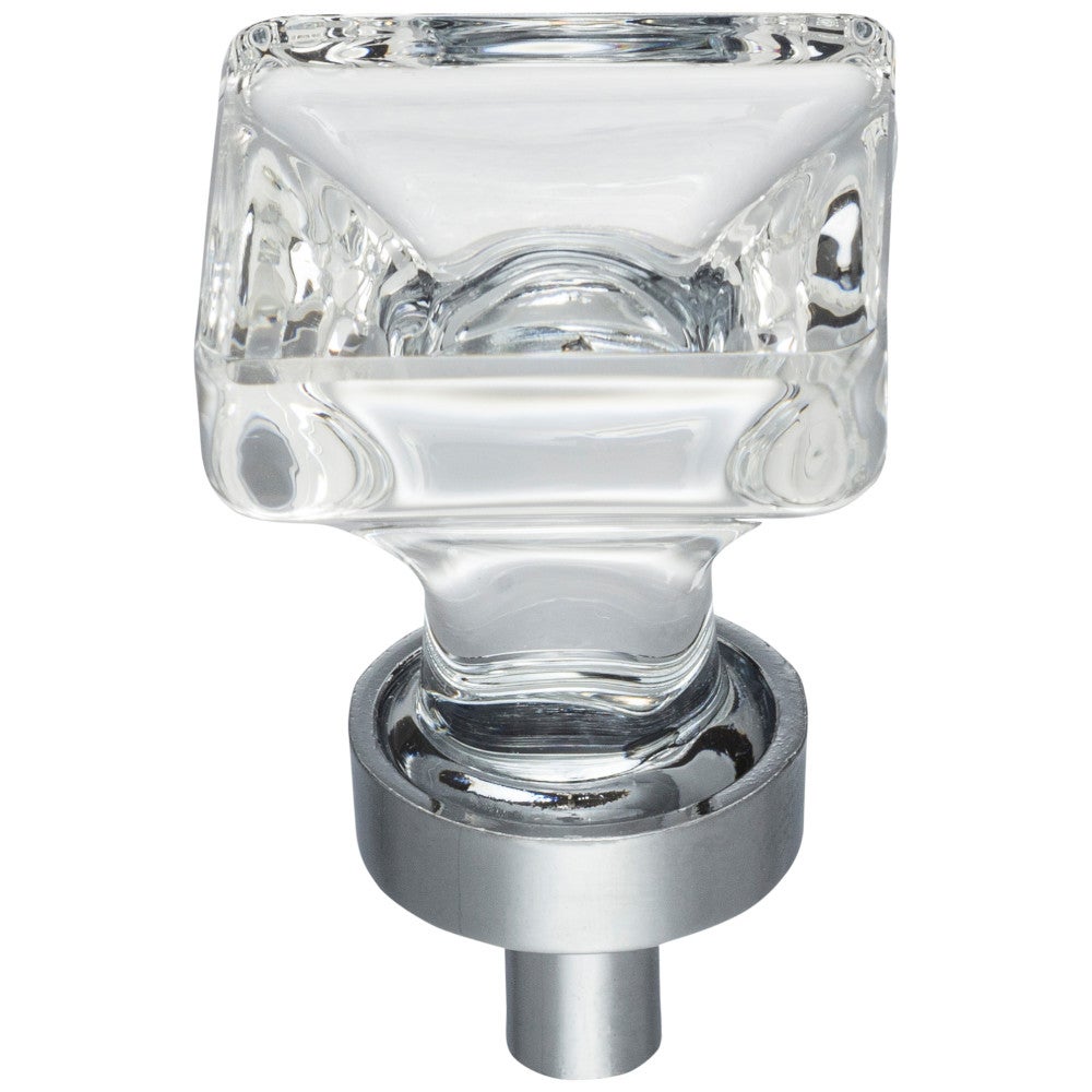 1" Overall Length Satin Nickel Square Glass Harlow Cabinet Knob