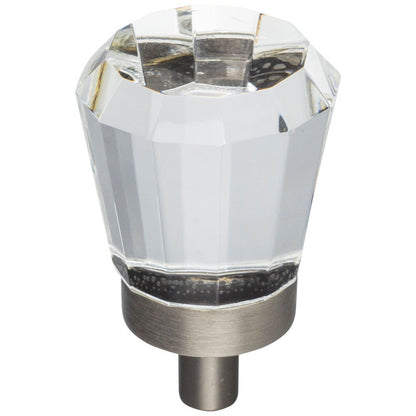 1" Overall Length Satin Nickel Faceted Glass Harlow Cabinet Knob
